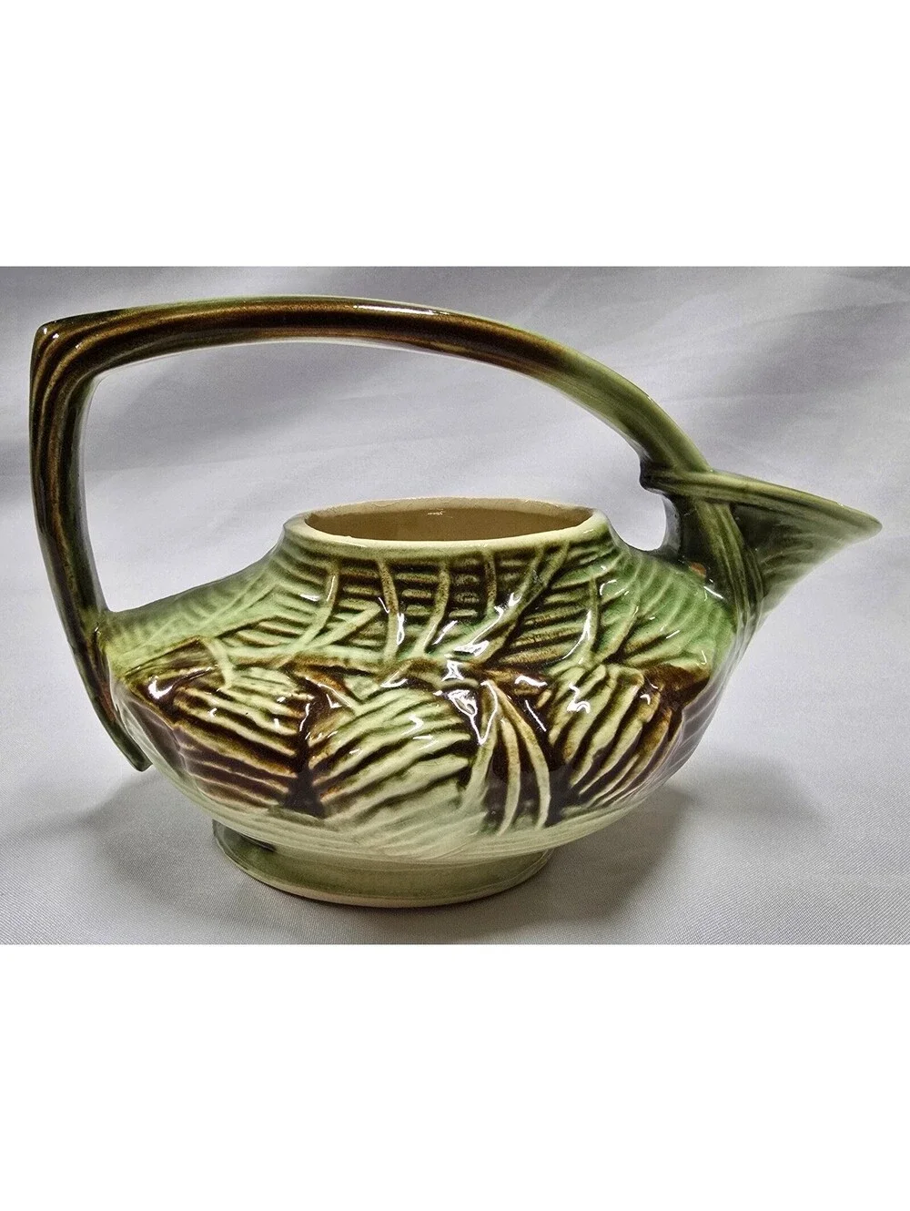 McCoy Pottery Pine Cone Tea Set: Teapot, Creamer, and Sugar Bowl Ex, Condition